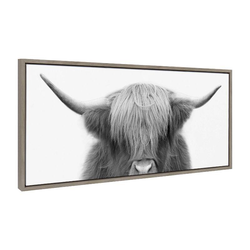 Sylvie Hey Dude Highland Cow by The Creative Bunch Studio Framed Wall Canvas Gray - Kate & Laurel All Things Decor