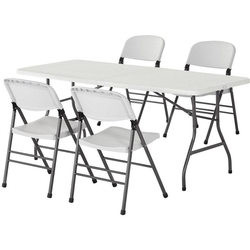 COSCO Commerical Plastic Folding Chairs, 4-Pack, White Speckle