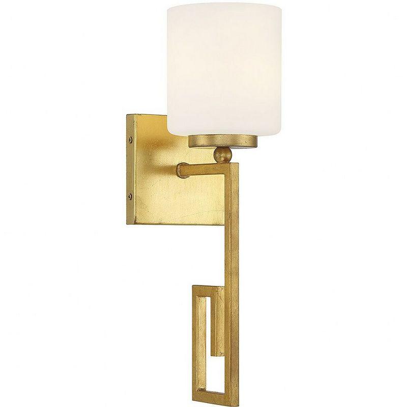 True Gold Dimmable Wall Sconce with White Opal Glass Shade