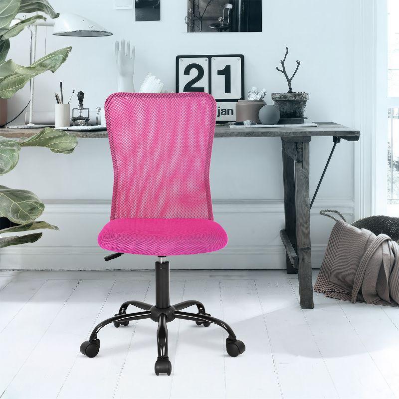 BestMassage Mesh Office Chair Computer Chair with Lumbar Support & Thickly Padded Seat Rolling Swivel Back Support Chair for Home Office, Pink