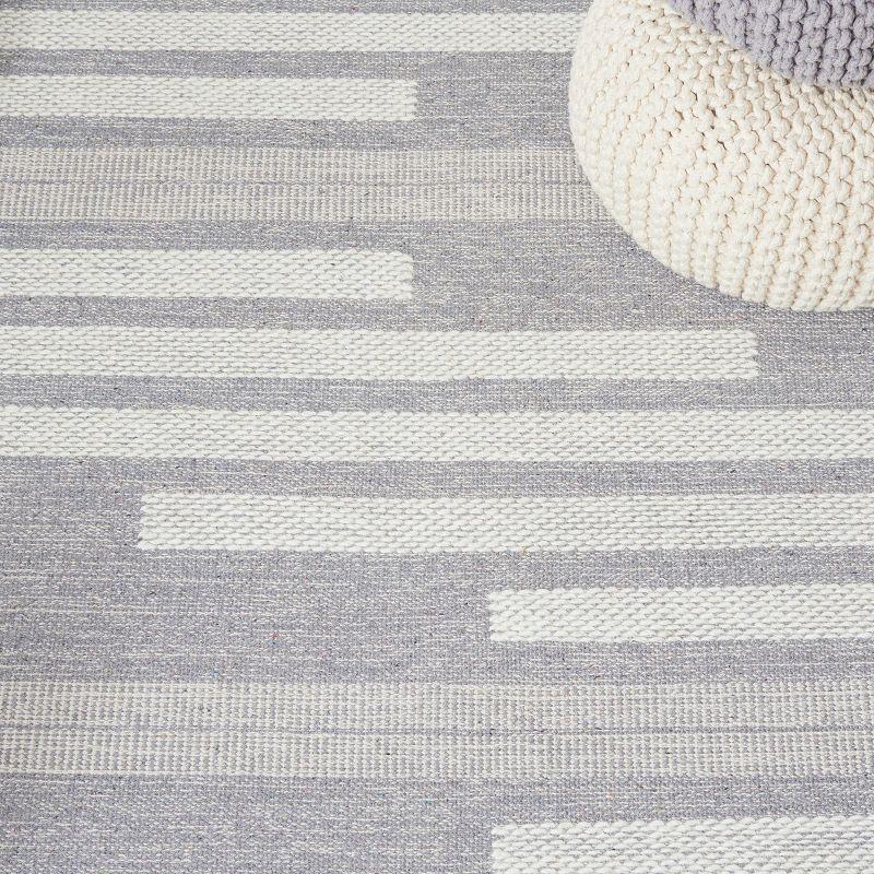 Striped Kilim STK505 Hand Woven Area Rug - Silver/Grey - 7'x7' - Safavieh.