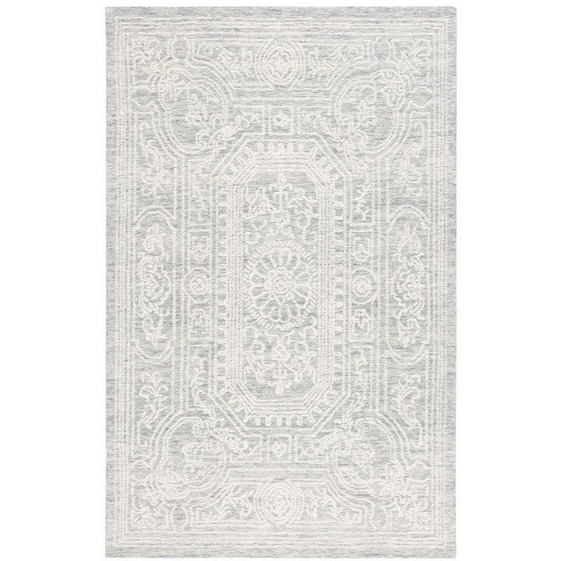 Ivory and Grey Hand Tufted Wool 4' x 6' Area Rug