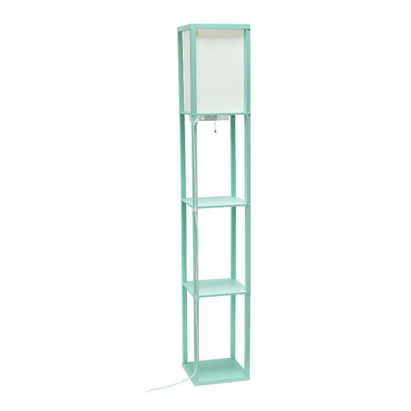 Creekwood Home Classix 62.5" 3-Tier Storage Floor Lamp with Charging Ports and Outlet Aqua Green