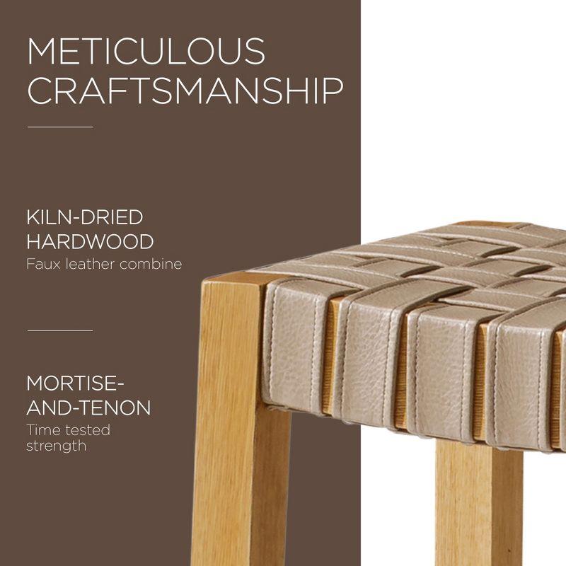 Maven Lane Maven Lane Emerson Kitchen Stool with Vegan Leather Upholstery