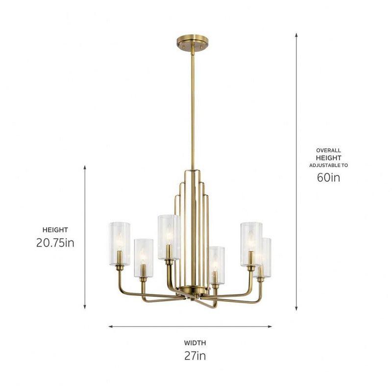 Kimrose™ 6 Light Chandelier with Clear Fluted Glass Brushed Natural Brass