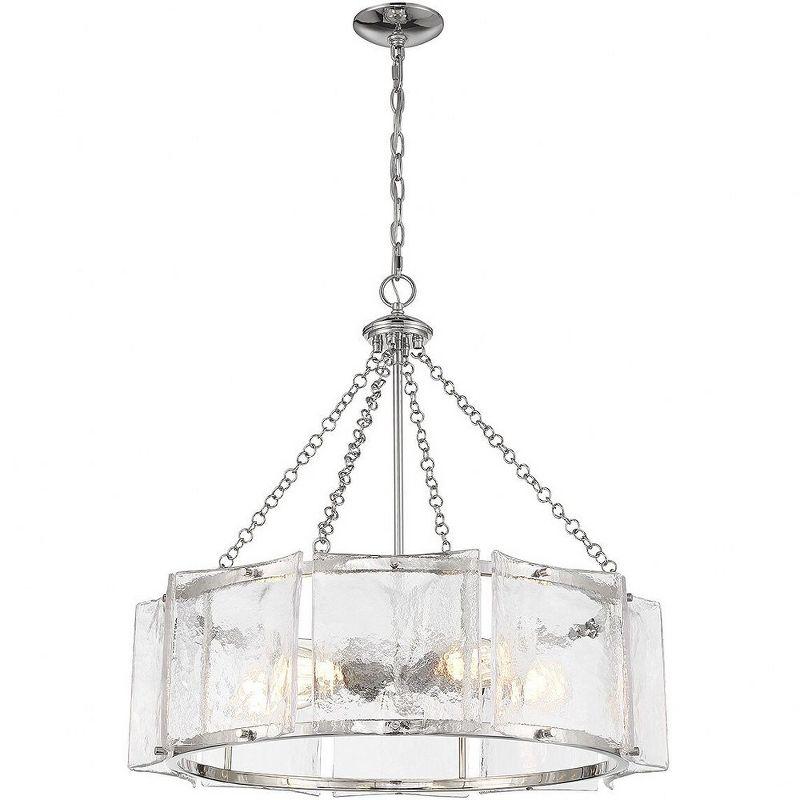 Genry Polished Nickel 5-Light Drum Pendant with Glass Shade