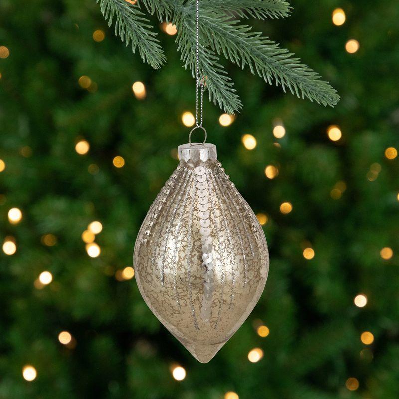 Northlight 5" Gold Mercury Glass Finial Christmas Ornament