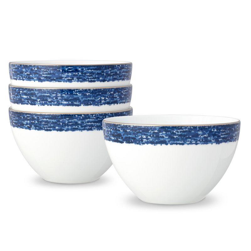 Blue and White Ceramic Cereal Bowls Set of 4