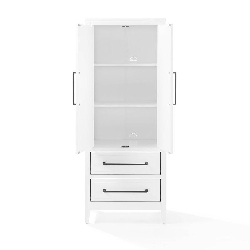 Crosley Genevieve Storage Pantry White: Modern Farmhouse Design, 2 Doors, 2 Drawers, Adjustable Shelves