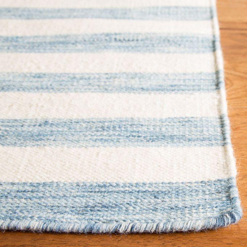 Dhurries DHU575 Hand Woven Flat Weave Area Rug Blue / Ivory 6' X 6'  - Safavieh.