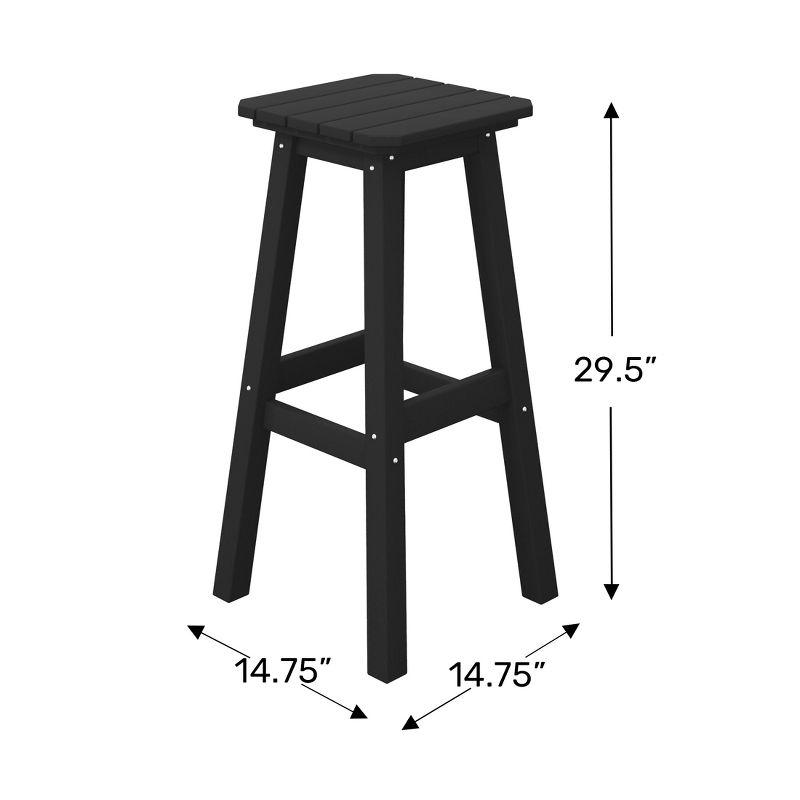 WestinTrends Malibu 29" All Weather Hdpe Outdoor Patio Square Backless Bar Stool (Set of 3), Teak