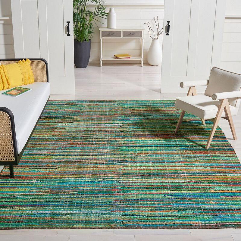 Handwoven Multicolor Striped Wool-Cotton Blend Area Rug, 8' x 10'