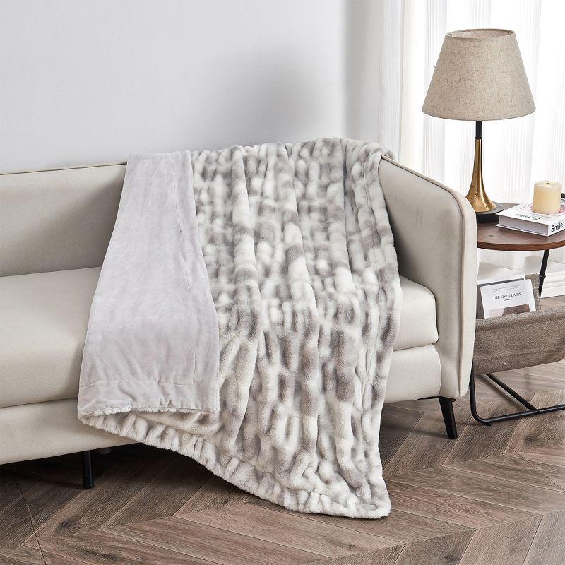 50" x 60" Reversible Faux Fur Throw Blanket - Great Bay Home