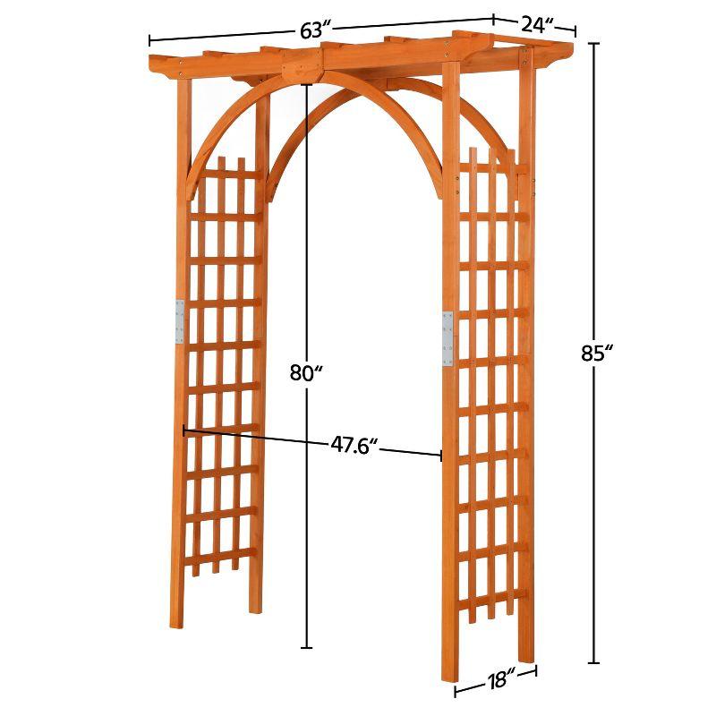 Natural Fir Wood Garden Arbor with Arch and Pergola Top