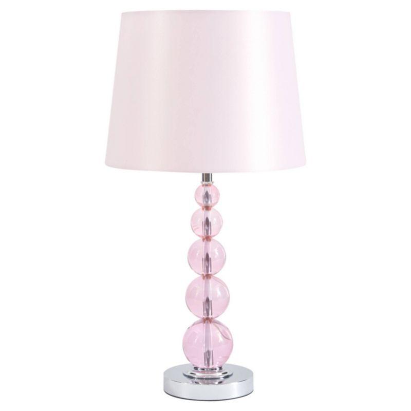 Pink Crystal Table Lamp with Polyester Shade, 23"