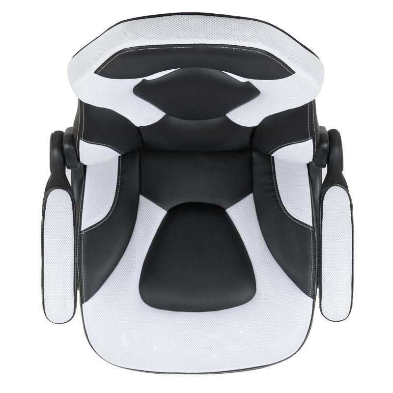 Flash Furniture X10 Gaming Chair, Racing Ergonomic Office Chair, Height Adjustable Swivel Computer Chair with Flip-Up Arms, White/Black LeatherSoft