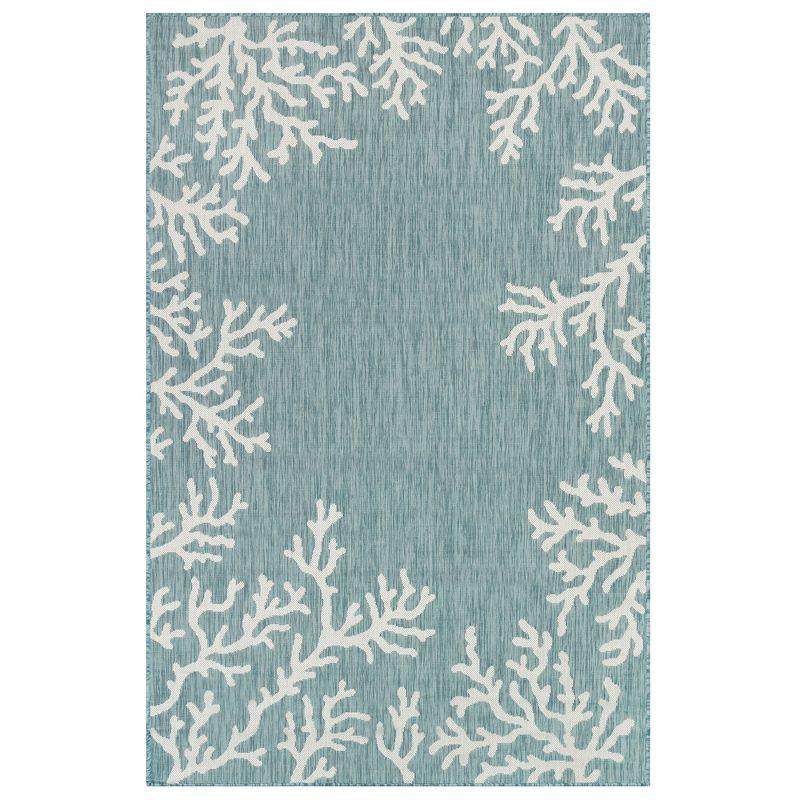 Liora Manne Carmel Coral Border Indoor/Outdoor Rug Aqua 3'3" x 4'11"