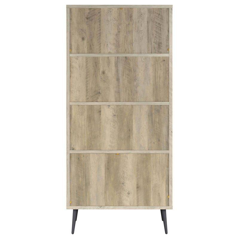 Coaster 70" Leland Farmhouse 6 Shelf Metal/Wood Bookcase Rustic Brown/Dark Gray