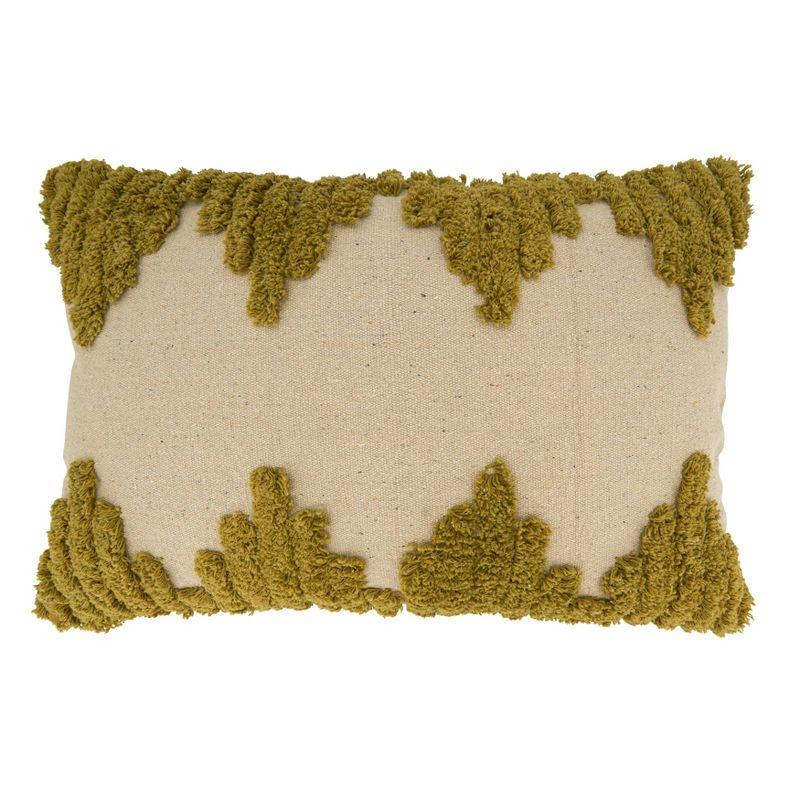 Chartreuse Tufted Cotton Lumbar Throw Pillow Cover 13"x20"