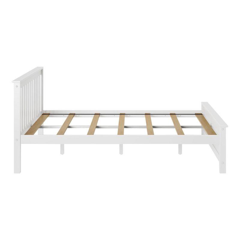 Plank+Beam Queen Bed Frame with Slatted Headboard Solid Wood Platform Bed, No box Spring Needed, White