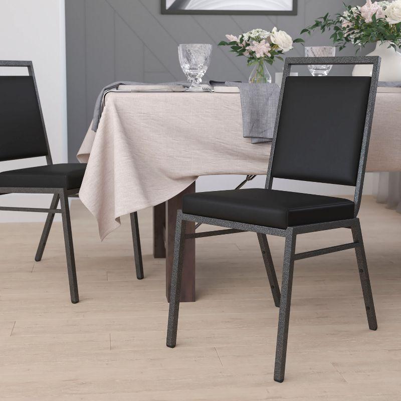 Black Vinyl and Metal Stacking Banquet Chair