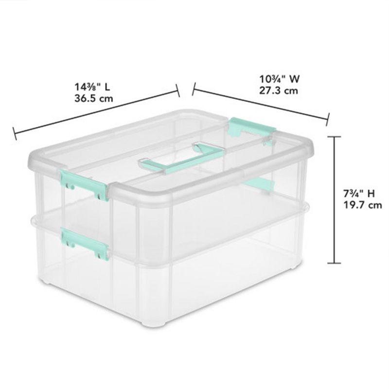 Sterilite Convenient Home 2-Tier Layer Stack Carry Storage Box, Clear