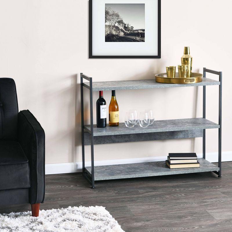 Gray and Black 3-Tier Industrial Bookshelf