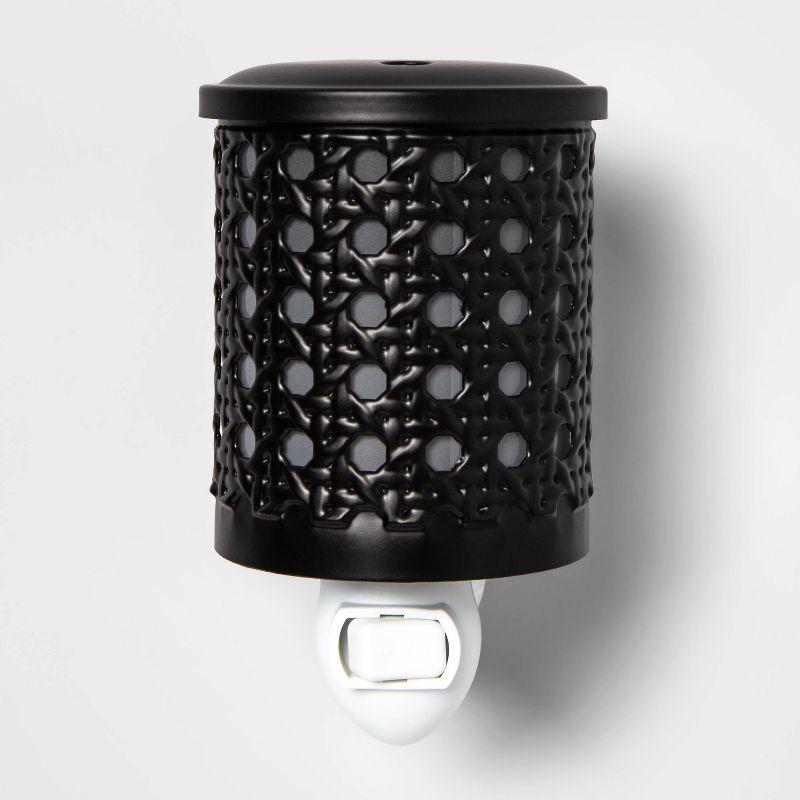 5.2" x 4.5" Bamboo Lattice Pattern Plug-In Scent Warmer Black - Threshold™: Electric Wax Melts Holder