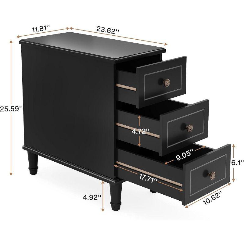 Tribesigns Solid Wood End Table with 3 Drawers