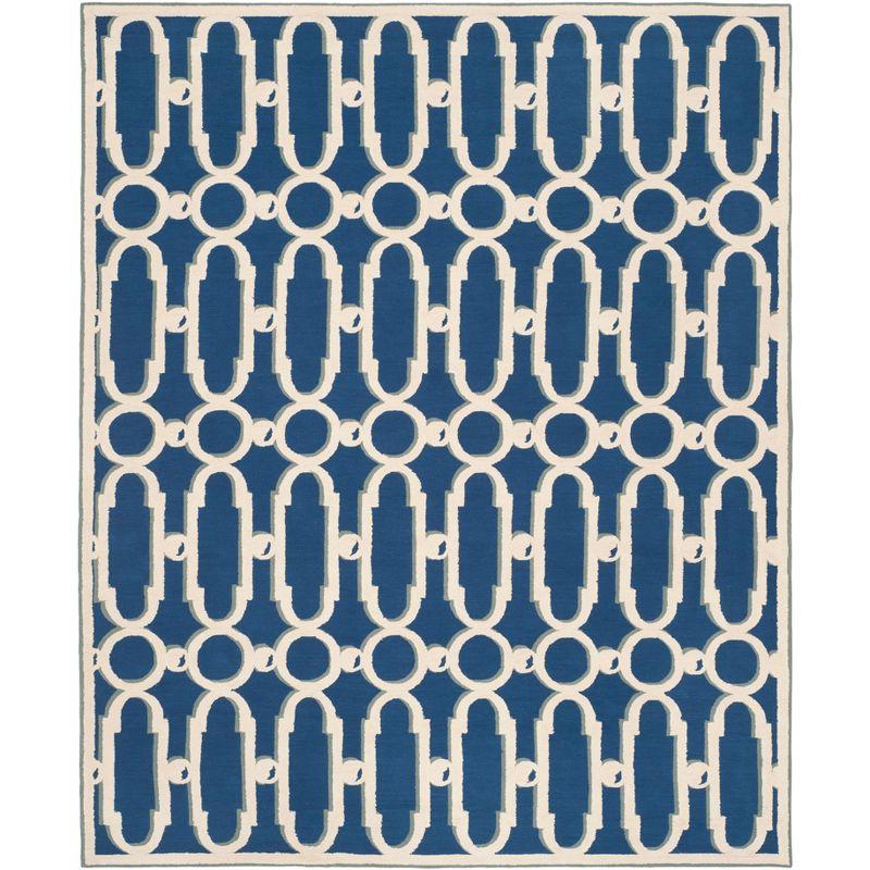 Newport NPT434 Hand Hooked Area Rug - Royal Blue/White - 7'9"x9'9" - Safavieh.