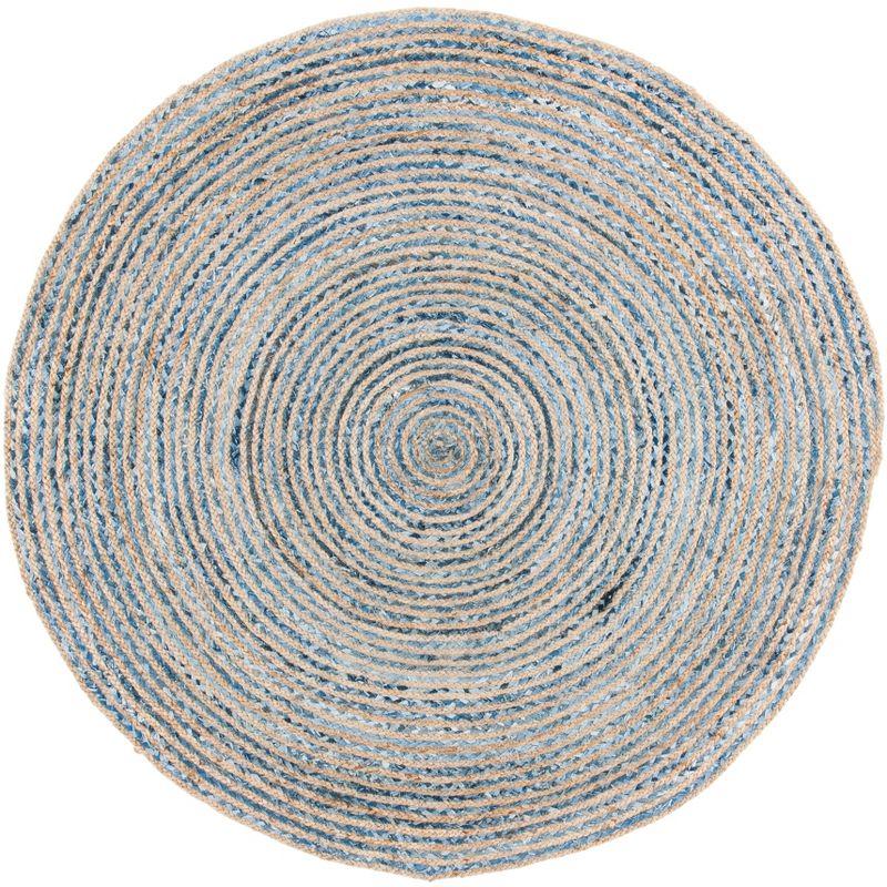 Cape Cod CAP250 Hand Woven Area Rug - Natural/Blue - 9' round - Safavieh.