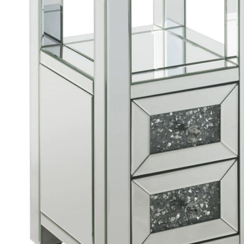 Noralie Mirrored Glass Accent Table with Faux Diamonds