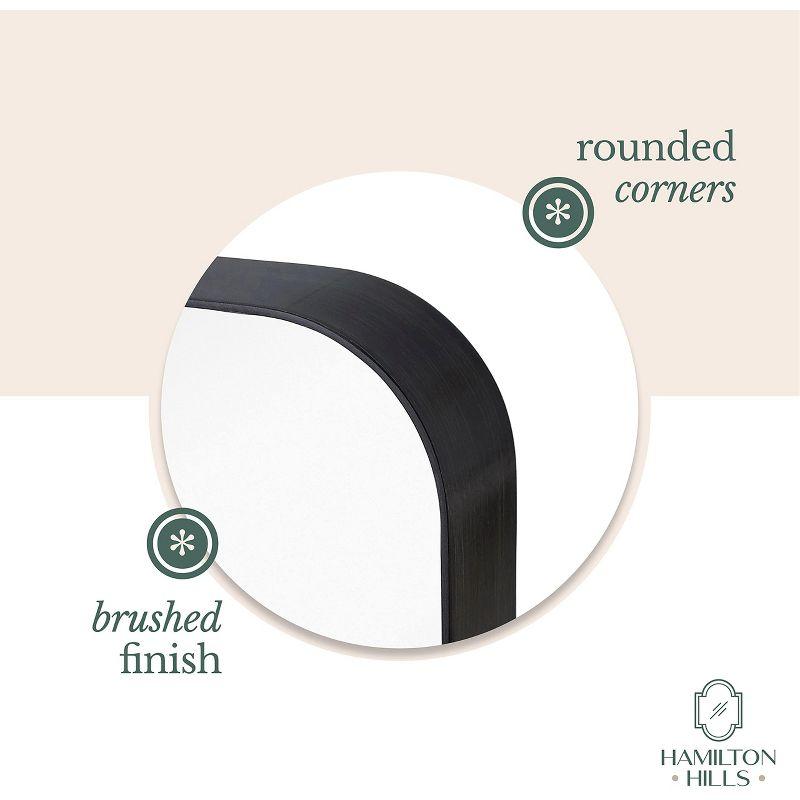 Hamilton Hills 18" x 48" Metal Black Framed Brushed Rectangular Wall Mirror