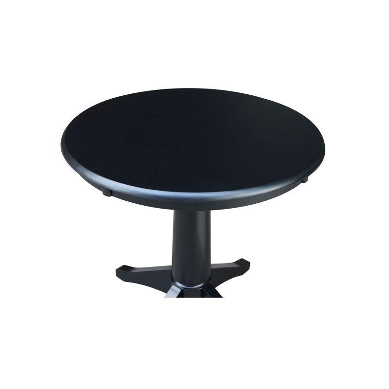 Black Round Solid Wood Pedestal Dining Table