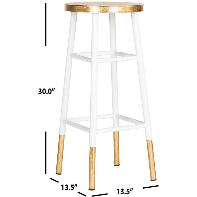 Emery Dipped Gold Leaf Bar Stool - FOX3230 - White/Gold - Safavieh Couture