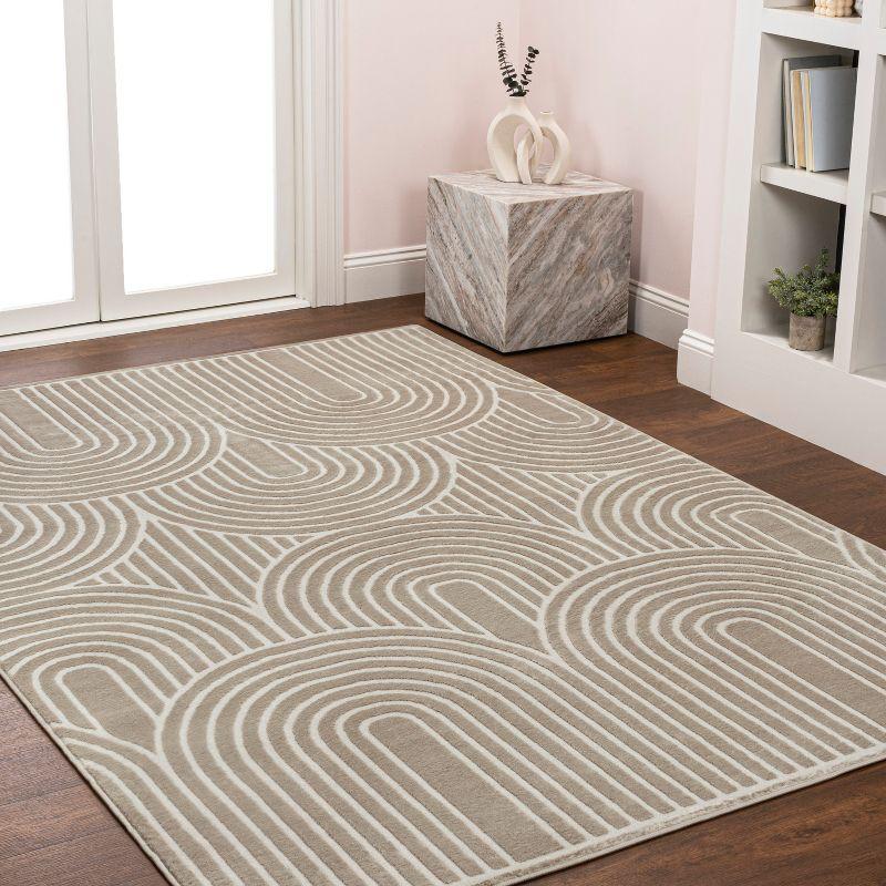 JONATHAN Y Ariana MidCentury Art Deco Striped Arches Two-Tone High-Low Area Rug