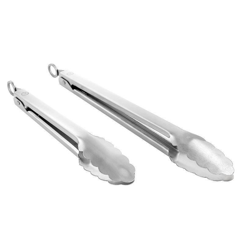 Stainless Steel 2-Piece Kitchen Tongs Set with Hanging Loop