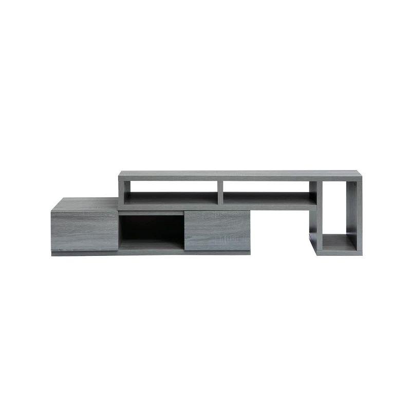 Adjustable TV Stand for TVs up to 65" Console Gray - Techni Mobili: Expandable, with Open Shelves & Metal Hardware