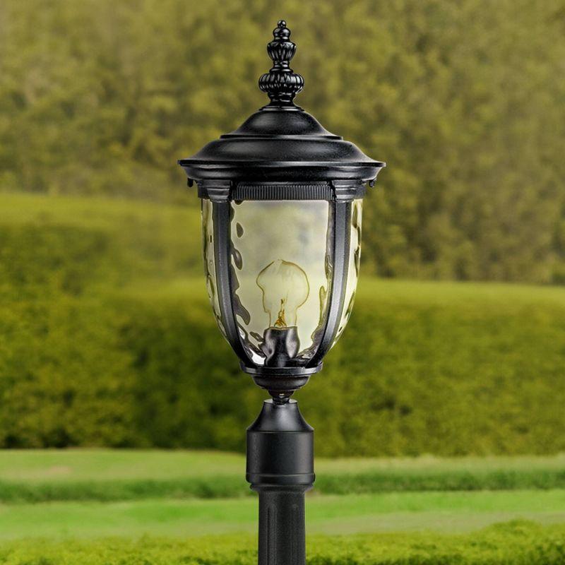 John Timberland Bellagio 21 1/4" High Country Outdoor Post Light Fixture Pole Porch House Weatherproof Texturized Black Finish Metal Clear Glass Shade