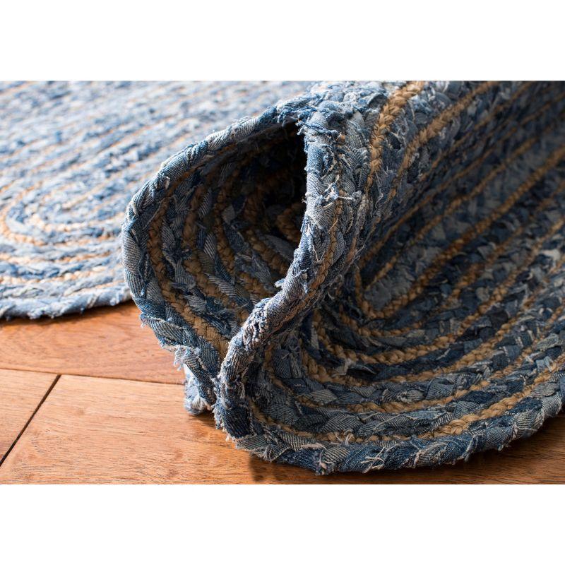 Coastal Charm Hand-Knotted Blue Square Cotton & Synthetic Rug