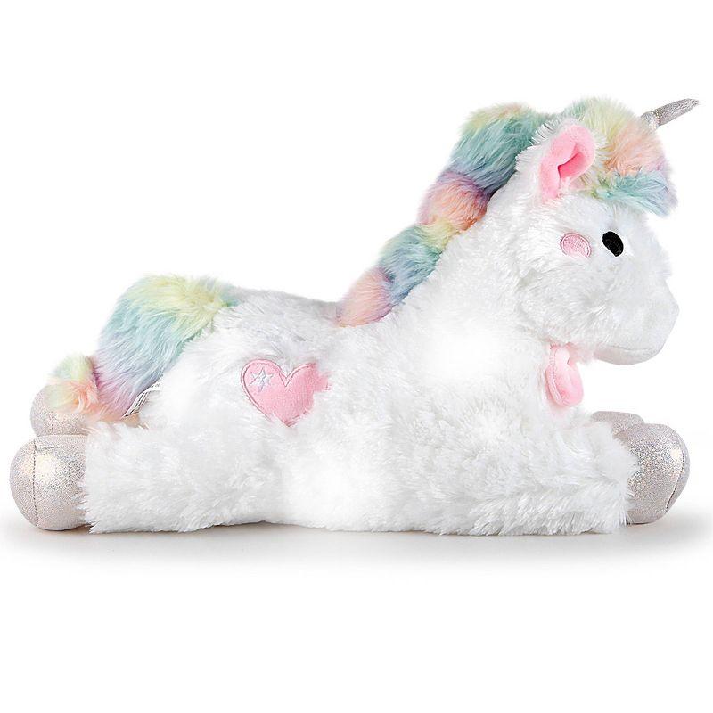 FAO Schwarz Glow Brights Toy Plush LED with Sound White Unicorn 15" Stuffed Animal