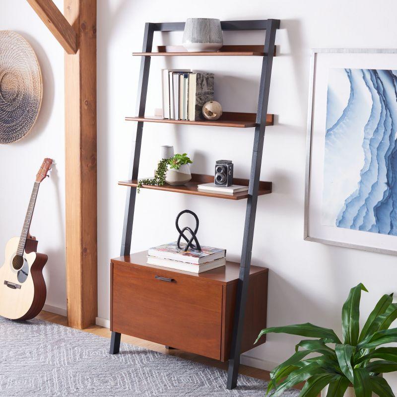 Vlad 3 Shelf 1 Door Etagere - ETG9405 - Natural/Charcoal - Safavieh