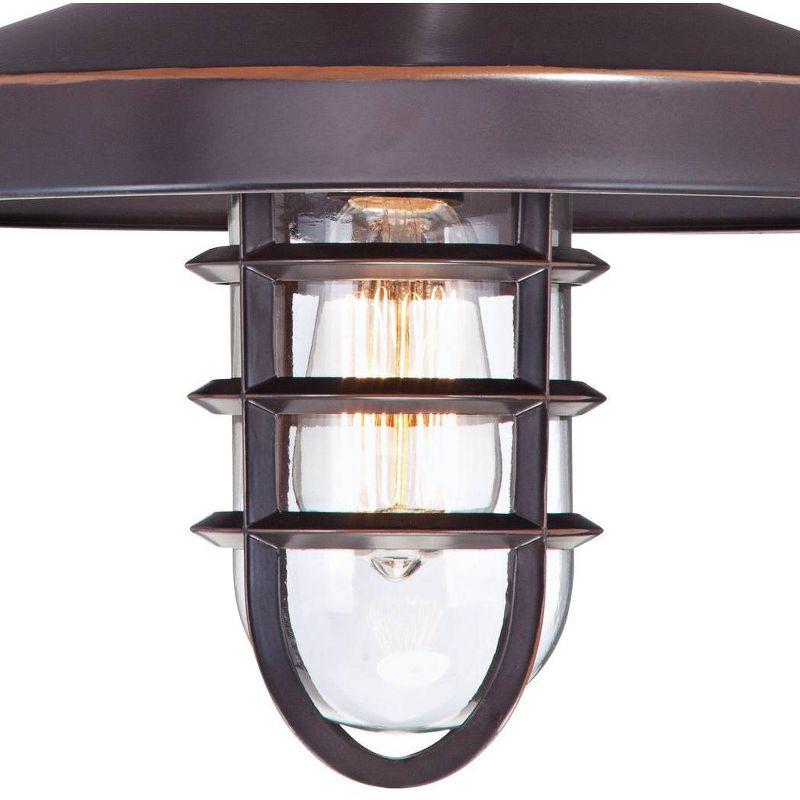 Bronze Industrial Outdoor Wall Light with Glass Shade