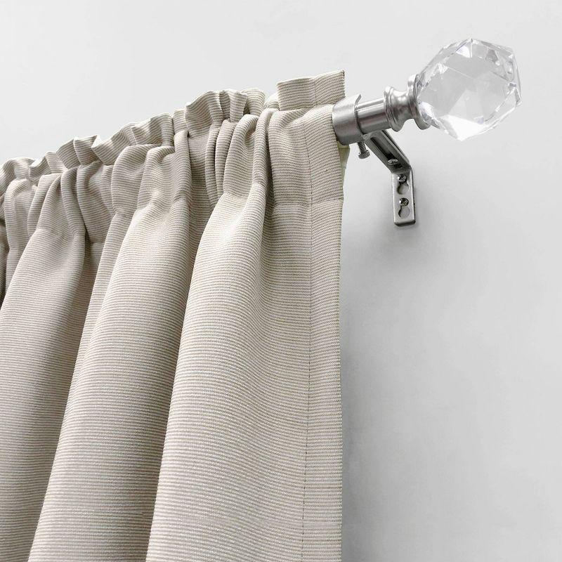 66"-120" Decorative Drapery Curtain Rod with Faceted Crystal Finials Brushed Nickel - Lumi Home Furnishings