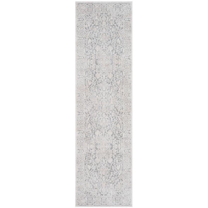 Elegant Floral Grace 2'3" x 10' Hand-Knotted Light Grey Runner Rug