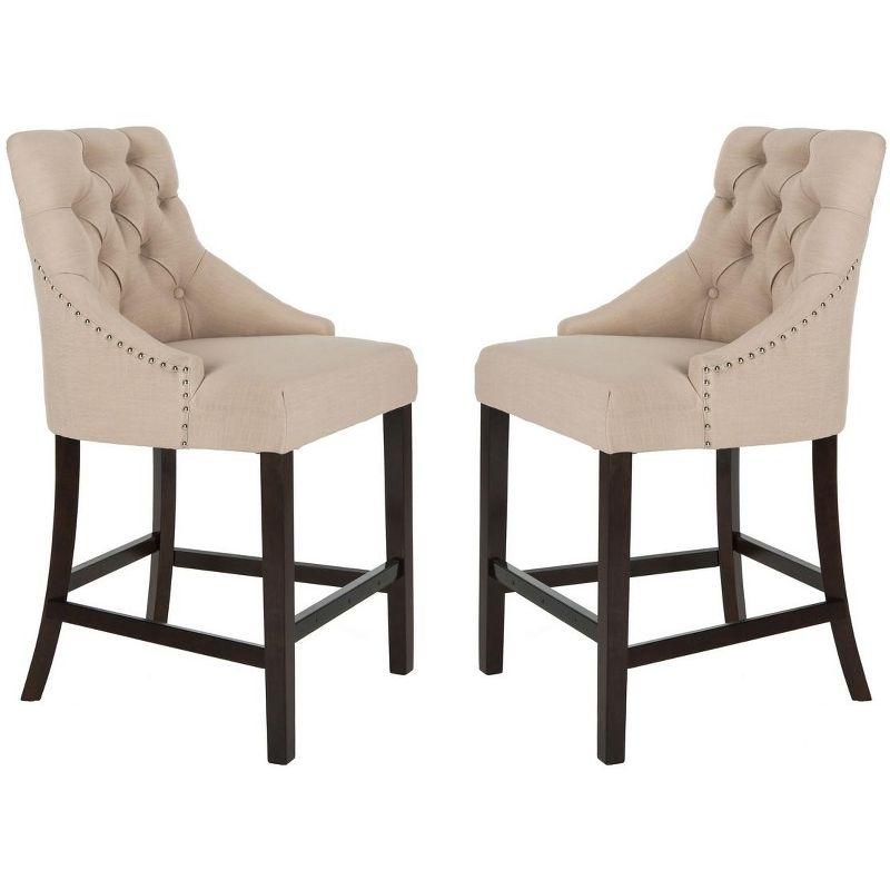 Eleni Tufted Wing Back Counter Stool (Set Of 2)  - Safavieh