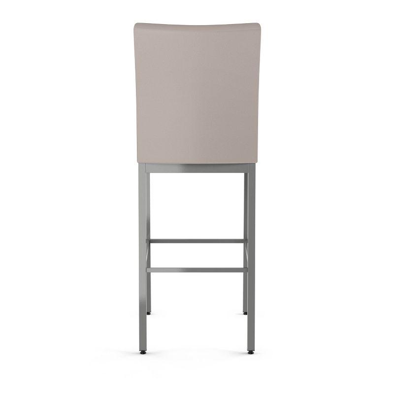 Amisco Perry Upholstered Barstool Cream/Gray: Faux Leather, Steel Frame, 30" Fixed Height