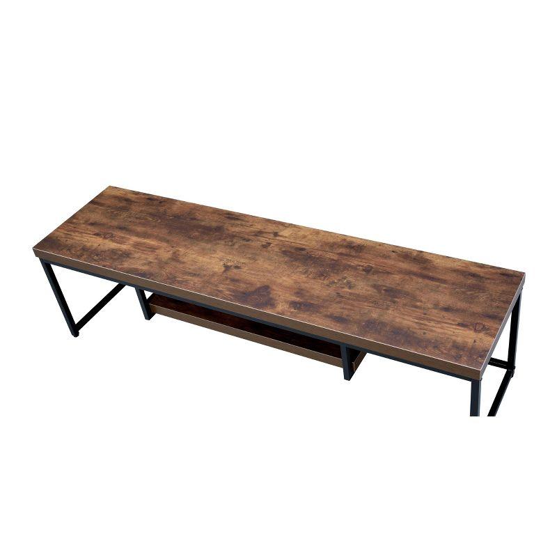 Weathered Oak and Black Industrial Media Console