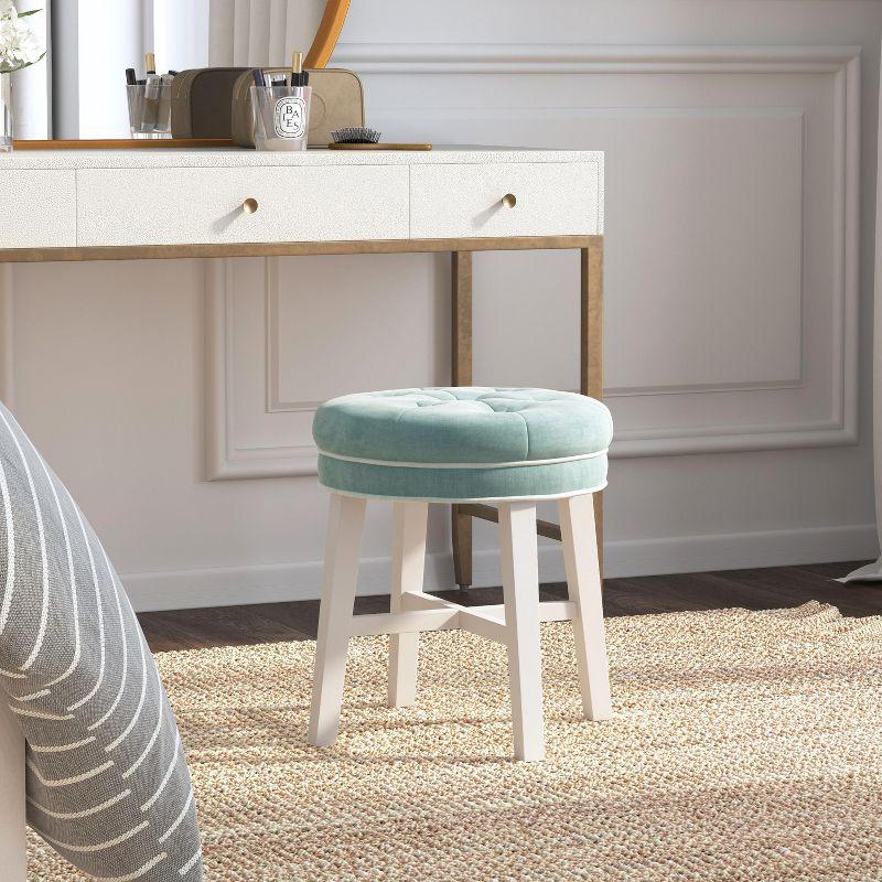 18" Sophia Tufted Backless Wood Vanity Stool Spa Blue - Hillsdale Furniture