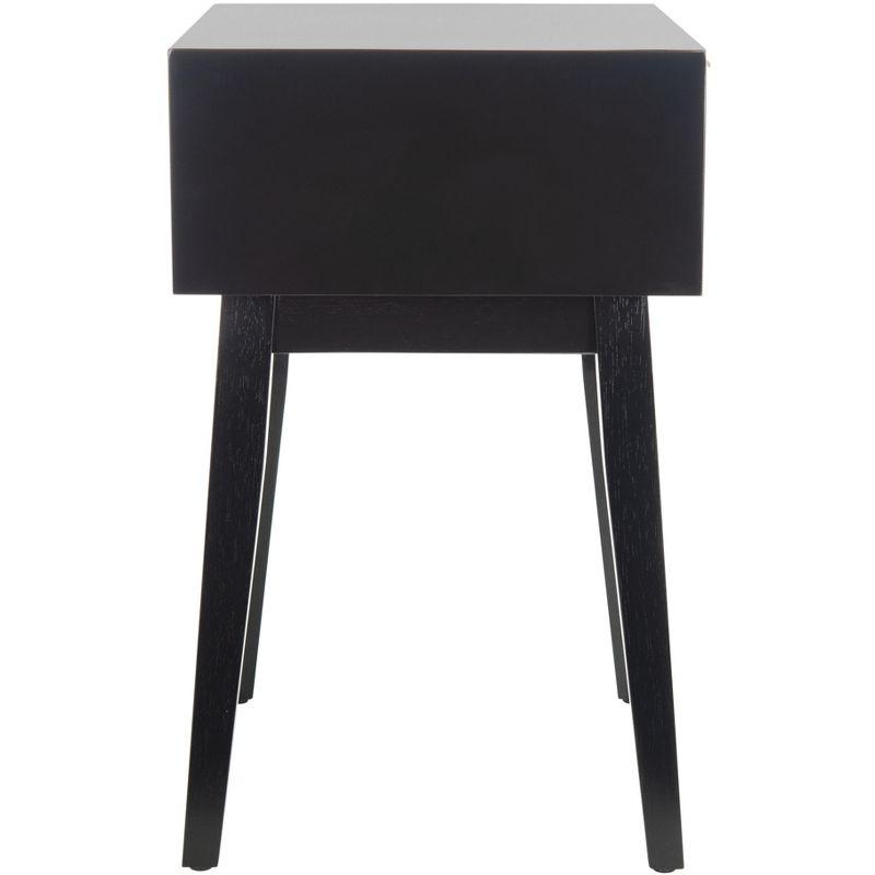 Round Black and Natural Wood Metal Accent Table with Storage